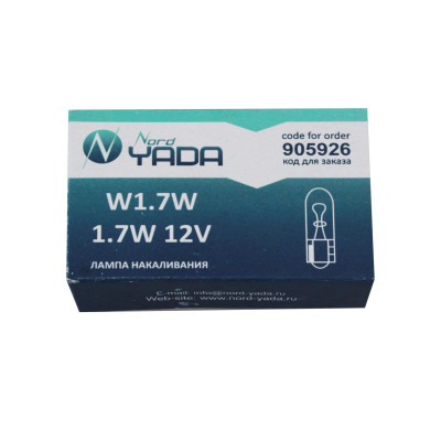 Лампа W1,7W 12V Nord YADA б/ц Т7 (панель приборов)