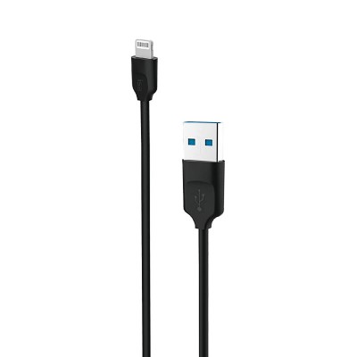 Зарядный универсальный дата-кабель USB-Lightning (TPE) 2А, 1м чёрный (IPhone 5-13) Nord YADA		
