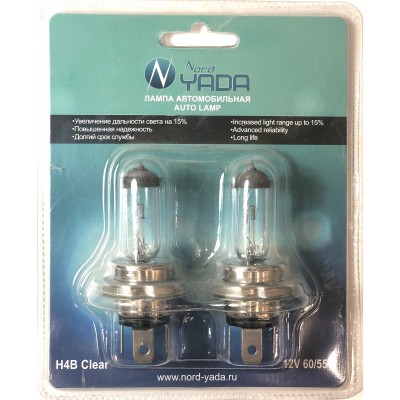 Лампа H4B 12V 60/55W Nord YADA CLEAR мал.цоколь(NEWблистер к-т:2 шт)