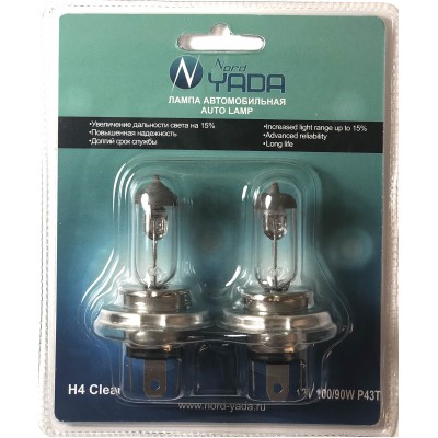 Лампа H4 12V100/90W P43t Nord YADA CLEAR (NEW блистер: к-т 2шт)