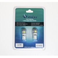 Cветодиод 12V T10 (5SMD,size 5050) W5W белый 0.48W 3lm (NEW блиcтер: 2 шт)TM NORD YADA