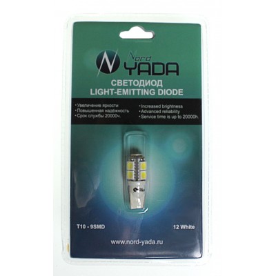 Cветодиод 12V T10 (13SMD,size 5050) W5W белый (NEW блистер: 2шт.) TM NORD YADA