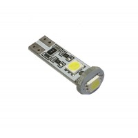 Cветодиод 12V T10 BM 3SMD (size 5050)W5W (W2,1x9,5d) белый 30lm 1.6W(с резистором)TM NORD YADA