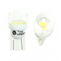 Светодиод 12V T10 2SMD (size 5630) в колбе (ШАР) 0.4W 24lm W2,1x9,5d белый TM NORD YADA