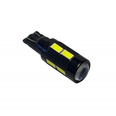 Светодиод 12V T-10 10SMD (size 5630) с увеличивающей линзой W2,1x9,5d белый TM NORD YADA