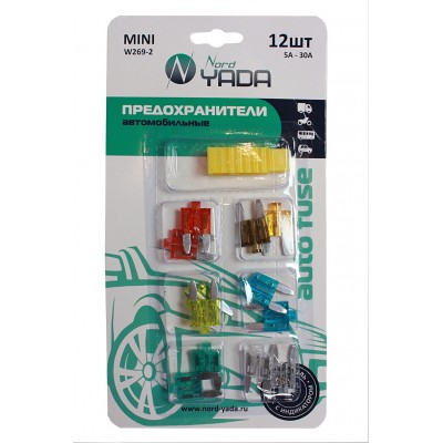 Предохранитель MINI с индикатором W269-2 12 шт в блистере (5А,7,5А,10А-2,15А-2,20А-2,25А,30А)