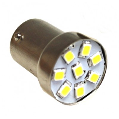 Cветодиод 12V G18.5 8SMD (size 2835) R10W BA15s белый 0.5W 32lm TM NORD YADA