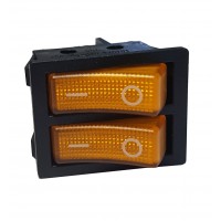 Клавиша 250V 16А ДВОЙНАЯ желтая с подсветкой (6конт.) ON-OFF TM Nord YADA