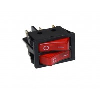 Клавиша 250V 16А ДВОЙНАЯ красная с подсветкой (6конт.) ON- OFF TM Nord YADA