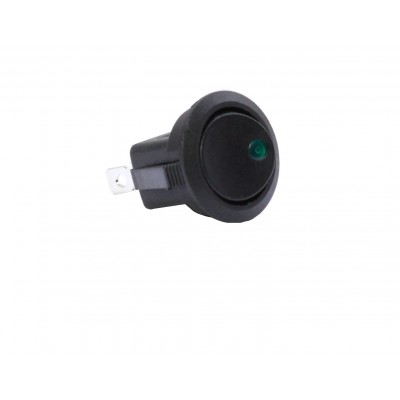 Клавиша 12V 20А круглая черная с зеленой LED подсветкой (3конт.) ON-OFF TM Nord YADA