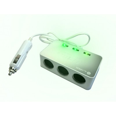 Развет.прикур.3гнезда 3USB с проводом (50см) с индик. TM Nord YADA