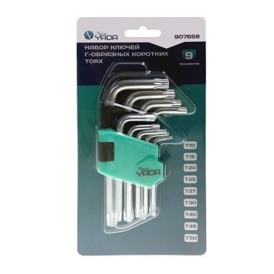 Набор Г-образных ключей TORX коротких 9 пр. T10,T15,T20,T25, T27,T30,T40,T45,T50 ТМ Nord YADA